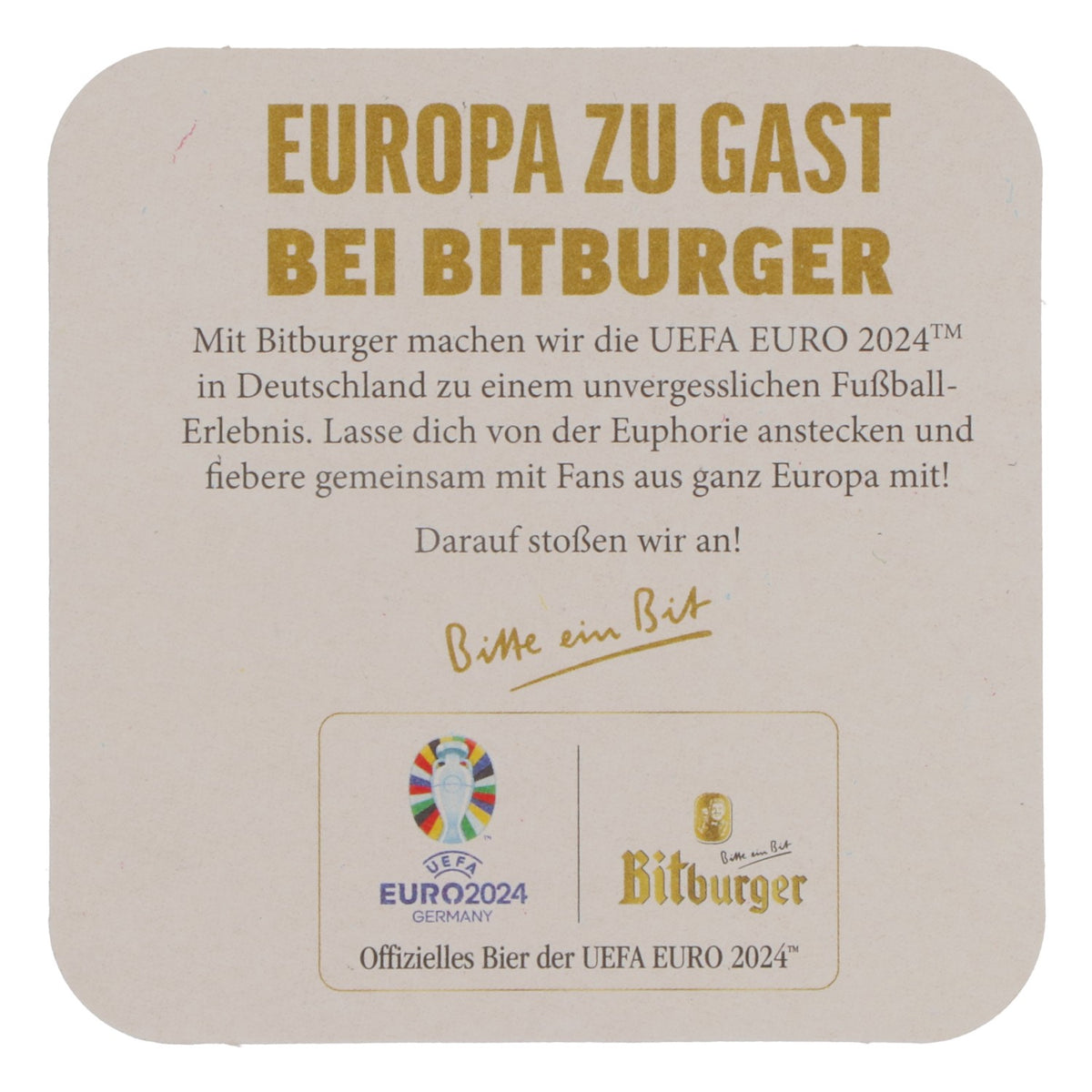125 sottobicchieri Bitburger Bier 9x9 cm "Auf deinen Deckel Bitte" (Sul tuo sottobicchiere, per favore) Retro "Euro 2024" – Vista 4