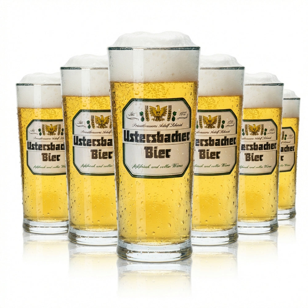 12 bicchieri da birra Adolf Schmid 0,25 l Ustersbacher Sahm Willi Bicchieri Birrificio