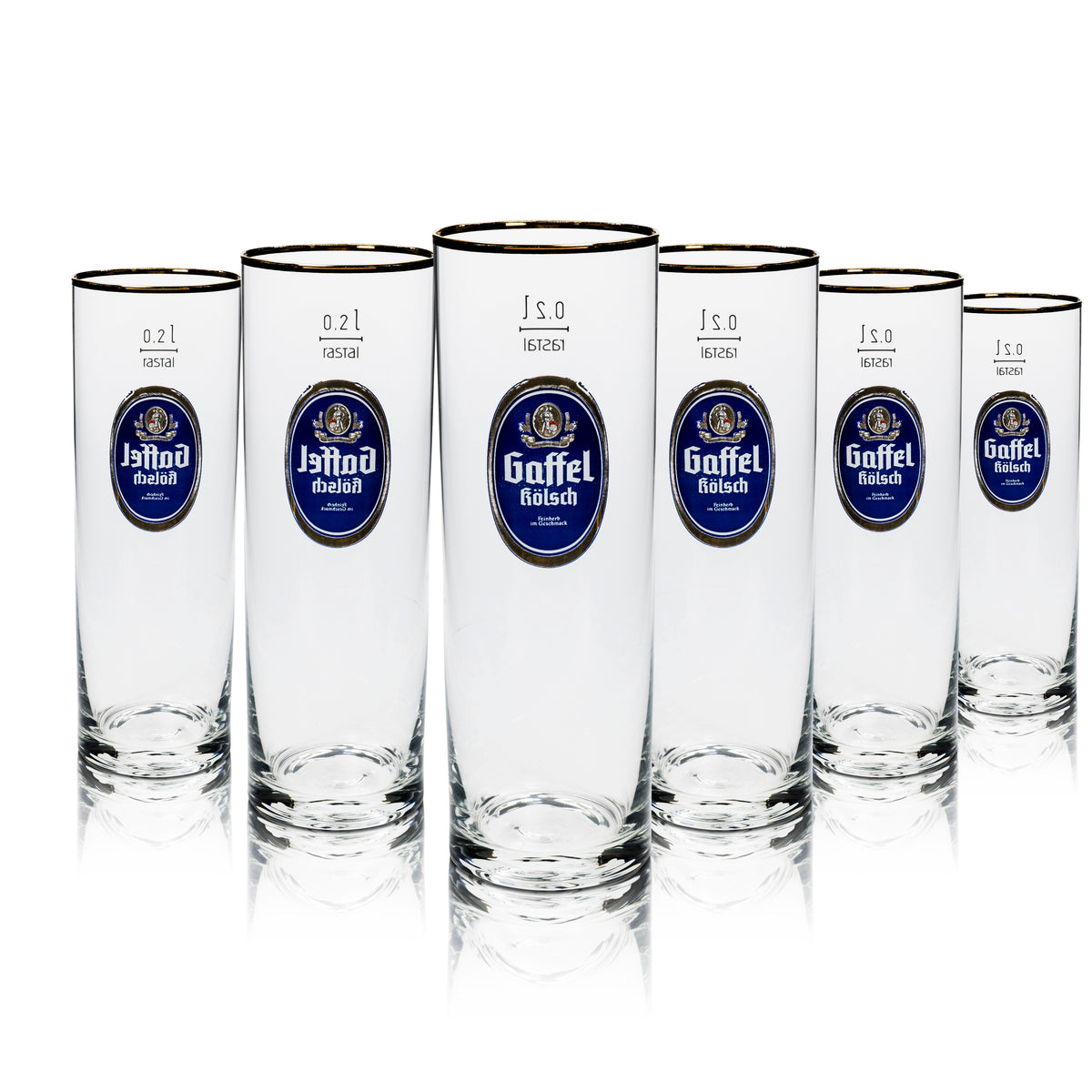 12 bicchieri da birra Gaffel Kölsch 0,2 l con bordo dorato Rastal – Vista 4