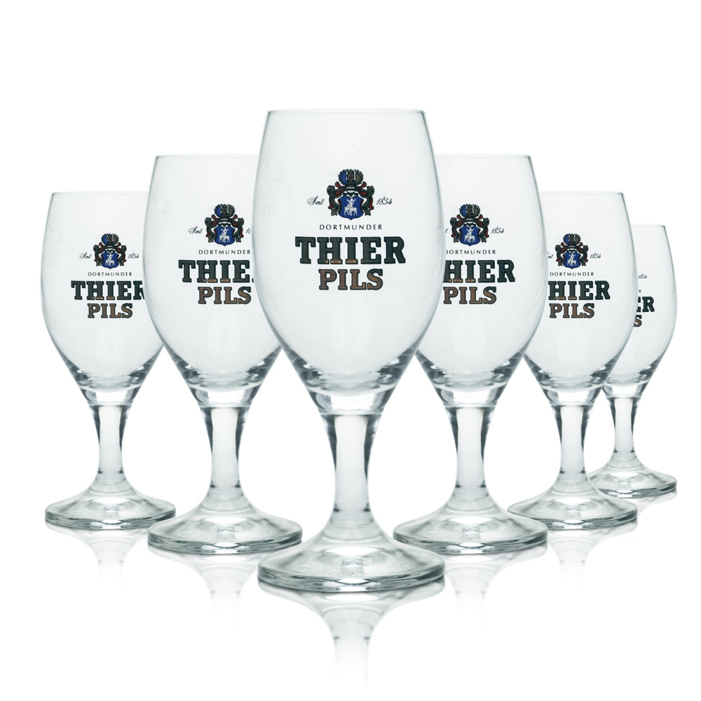 12 bicchieri Thier in vetro da 0,2 l, forma tulipano, birra Pils, birrificio Dortmund, rovere
