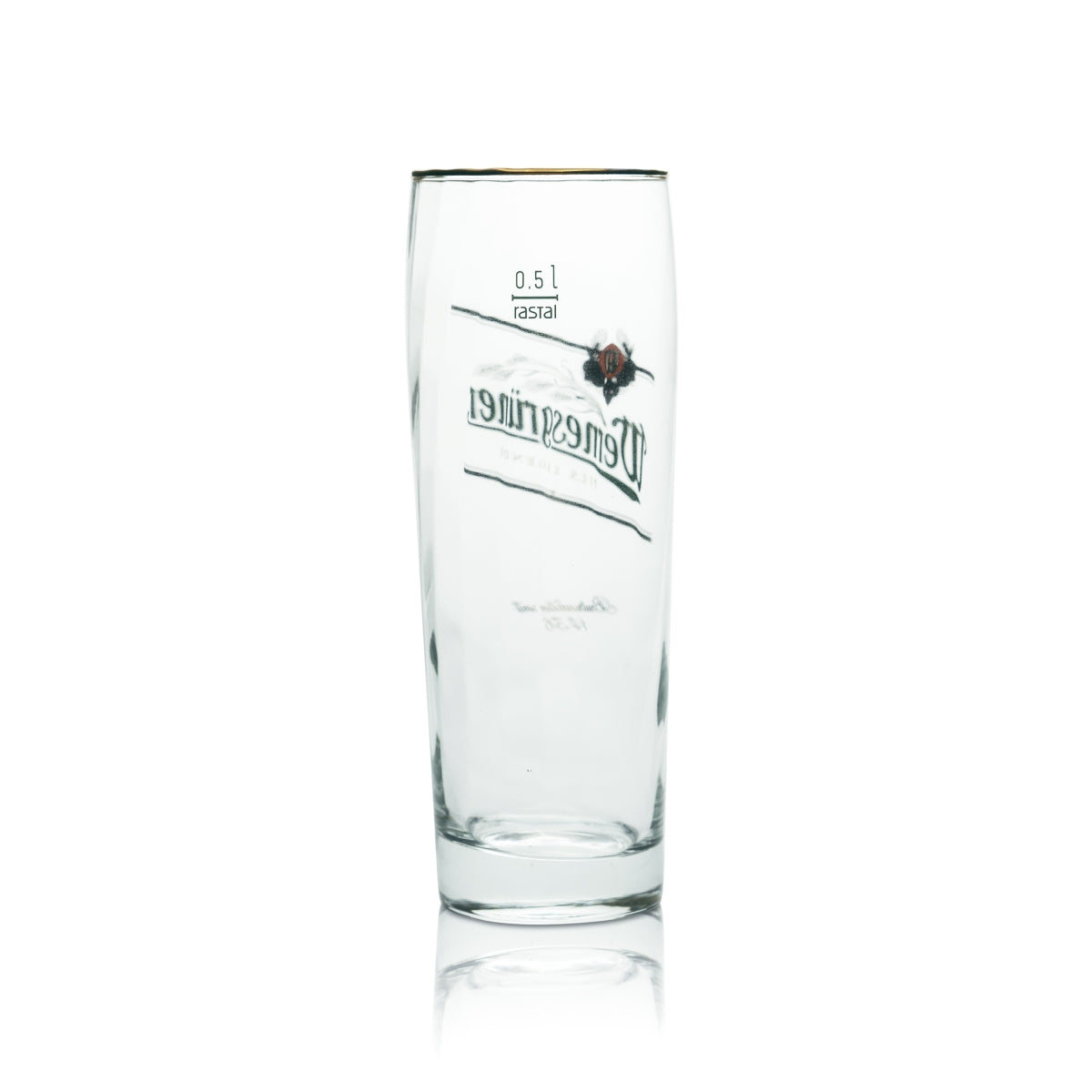 12 bicchieri da birra Wernesgrüner 0,5 l, forma a coppa, bordo dorato, rovere – Vista 3