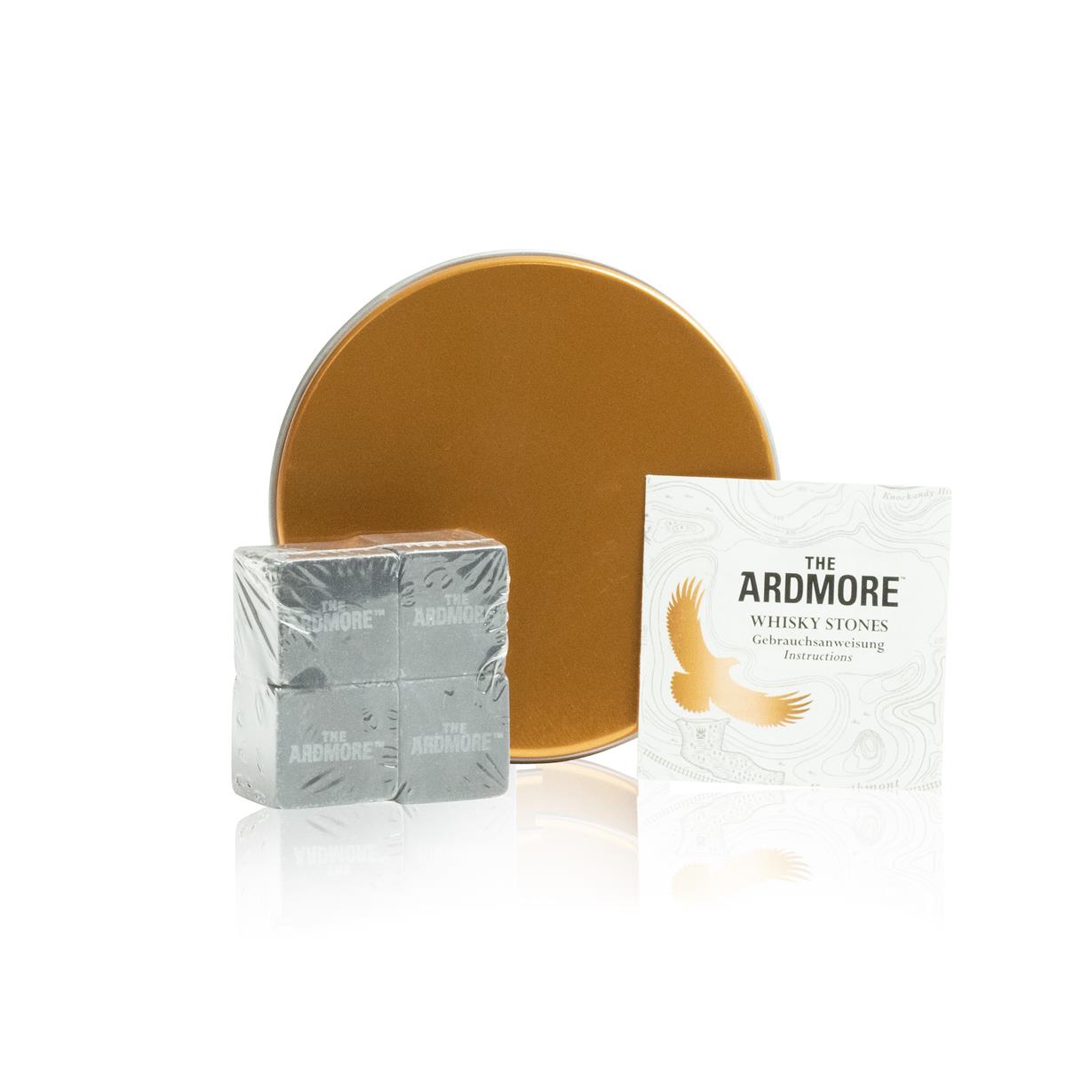 1x Set di 4 pietre per whisky Ardmore Whiskey in scatola di bronzo
