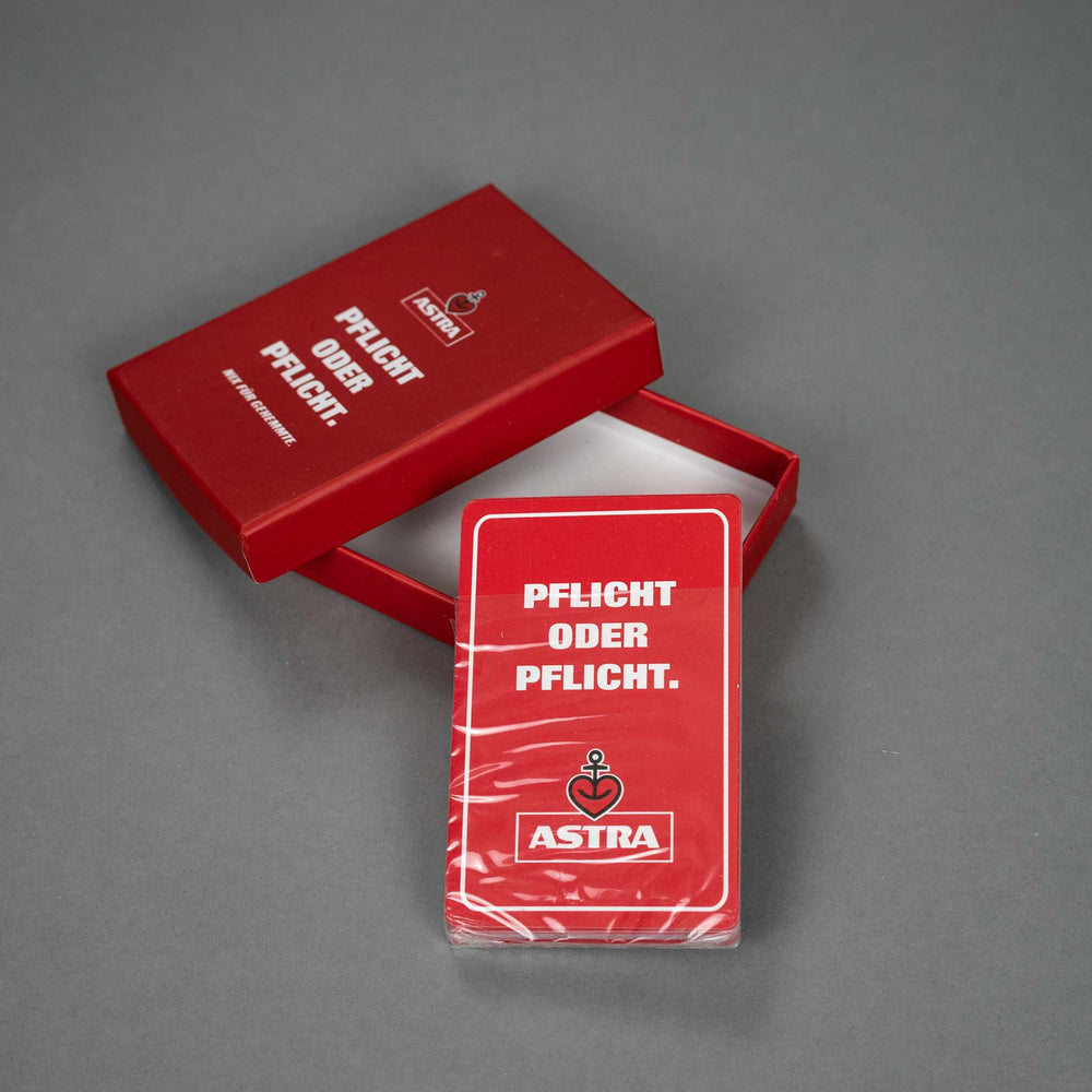 1x gioco di carte Astra Bier Pflicht oder Pflicht rosso