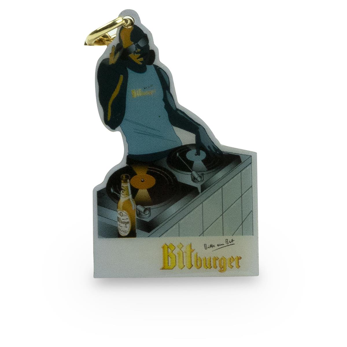 1 portachiavi Bitburger in oro con logo maschile