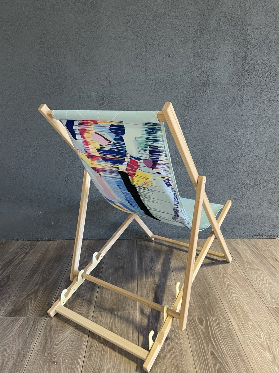 1x Sedia a sdraio Bombay Gin Legno Blu stampa colorata – Vista 2