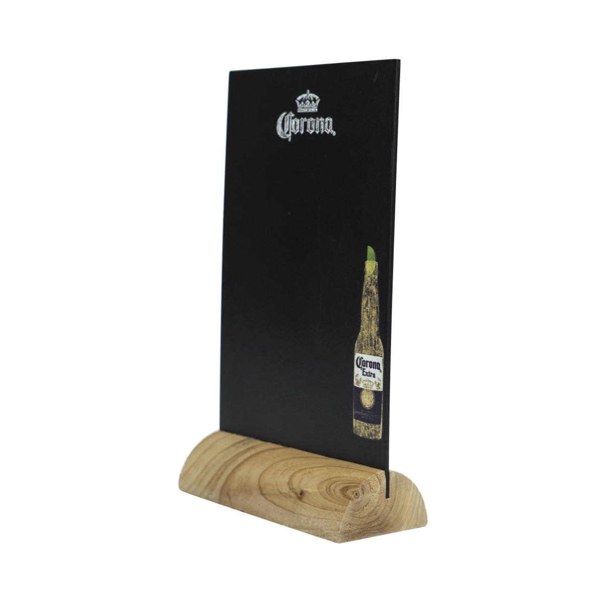 1x Espositore da tavolo per birra Corona Lavagna piccola con base in legno e ganci in metallo – Vista 3