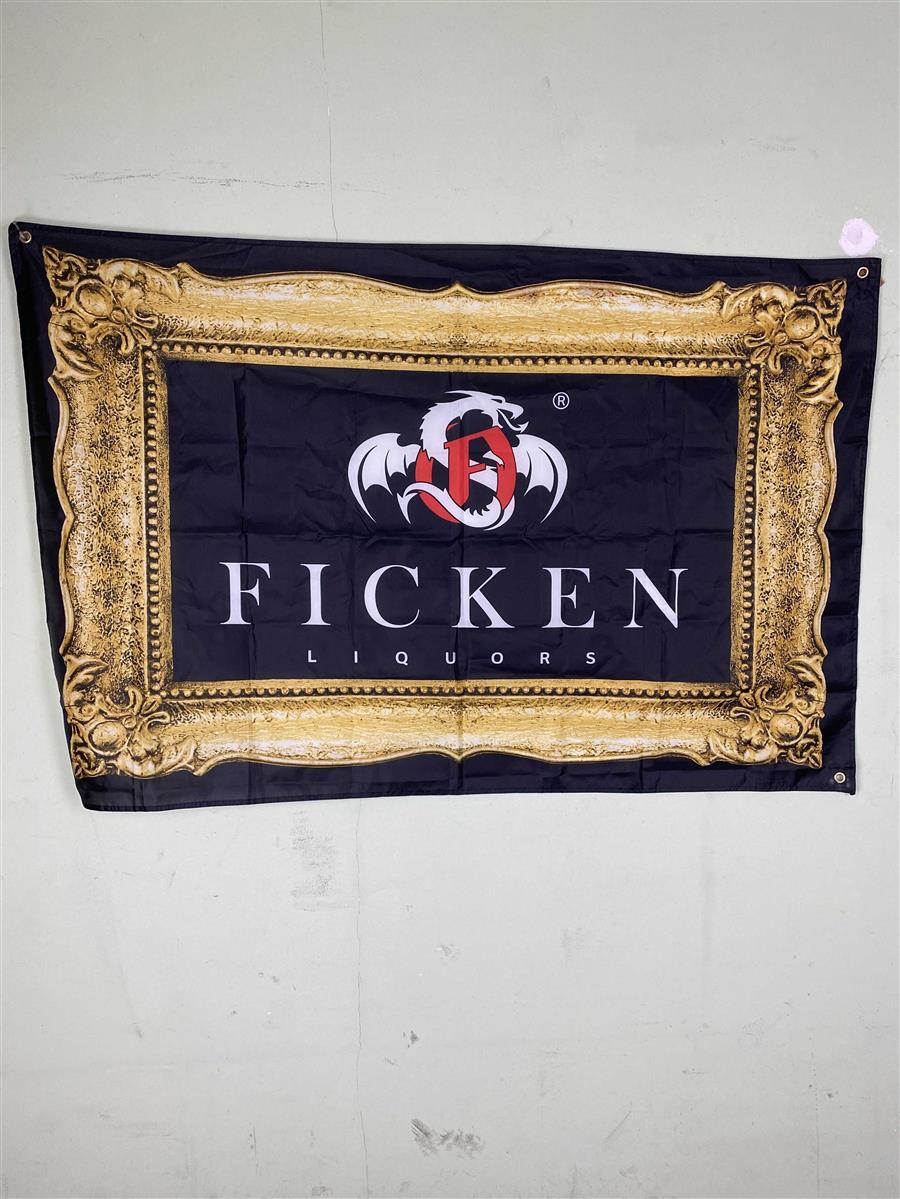 1x Ficken  Liquore Fahne Cornice dorata 150 x 100