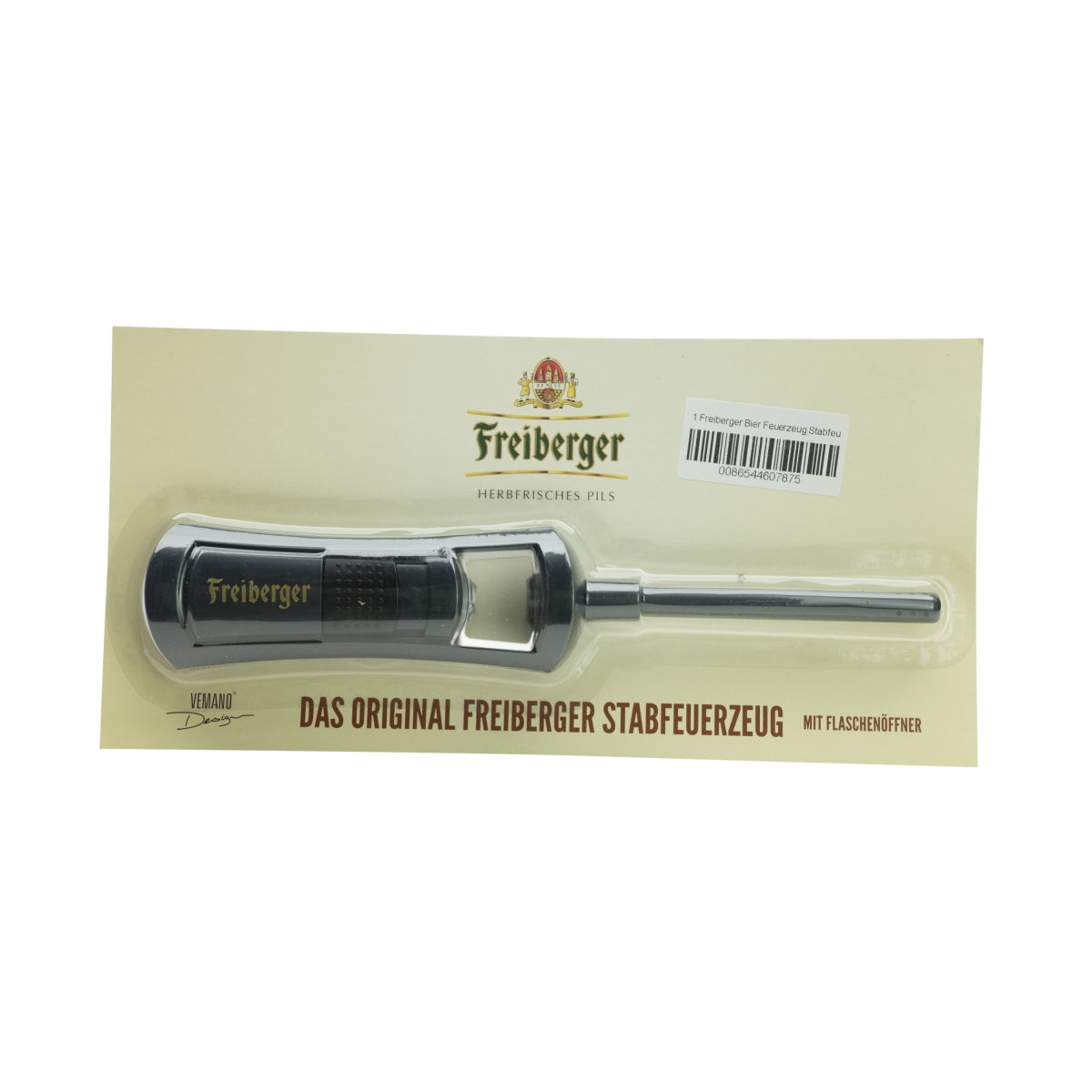 1 accendino a bastoncino Freiberger Bier con apribottiglie, nero