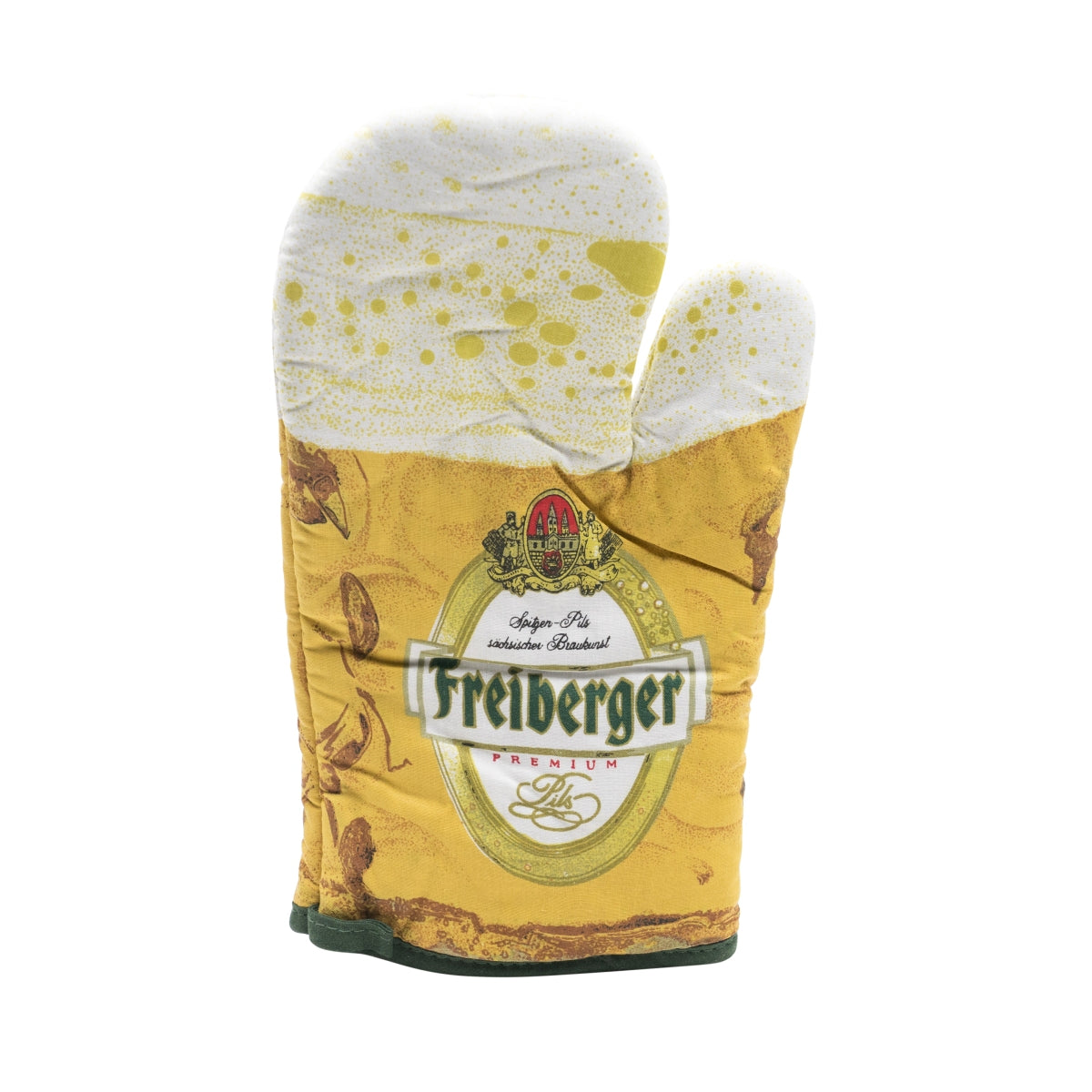 1x guanto da barbecue Freiberger Bier giallo