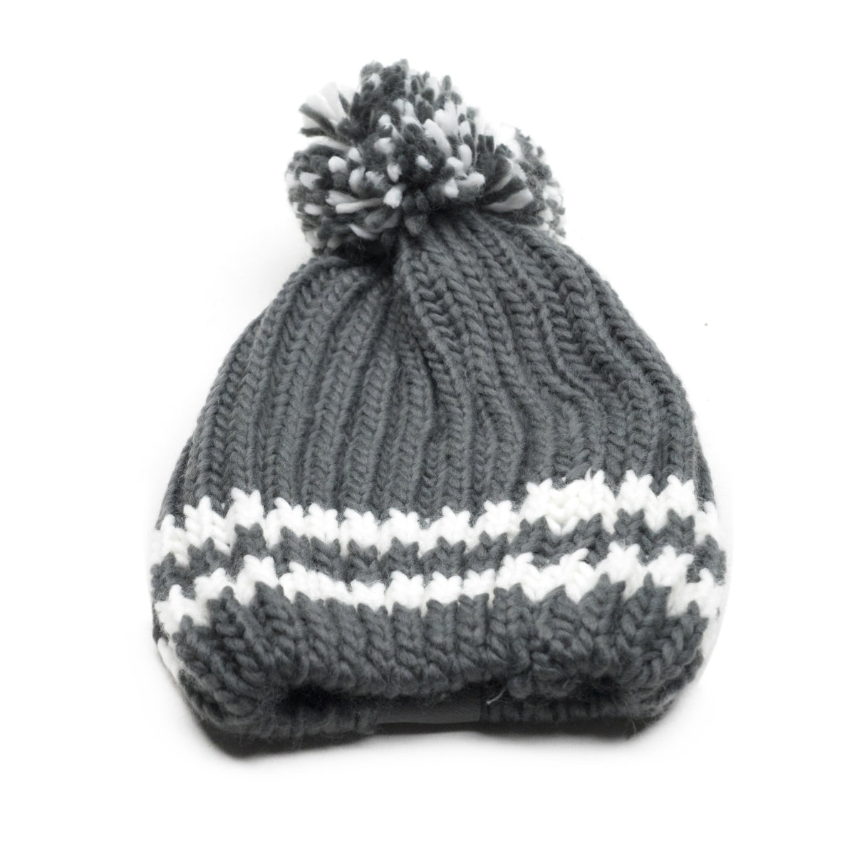 1x berretto da birra Freiberger berretto lavorato a maglia con pompon grigio – Vista 3