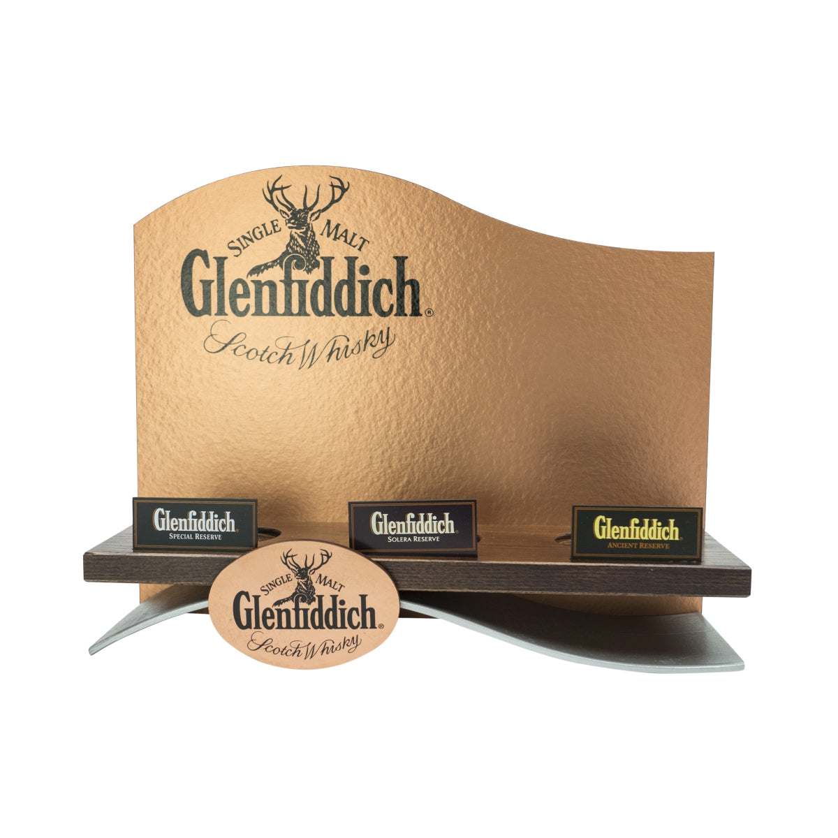 1x Glenfiddich Whisky Barcaddy in legno laccato bronzo per 3 bottiglie