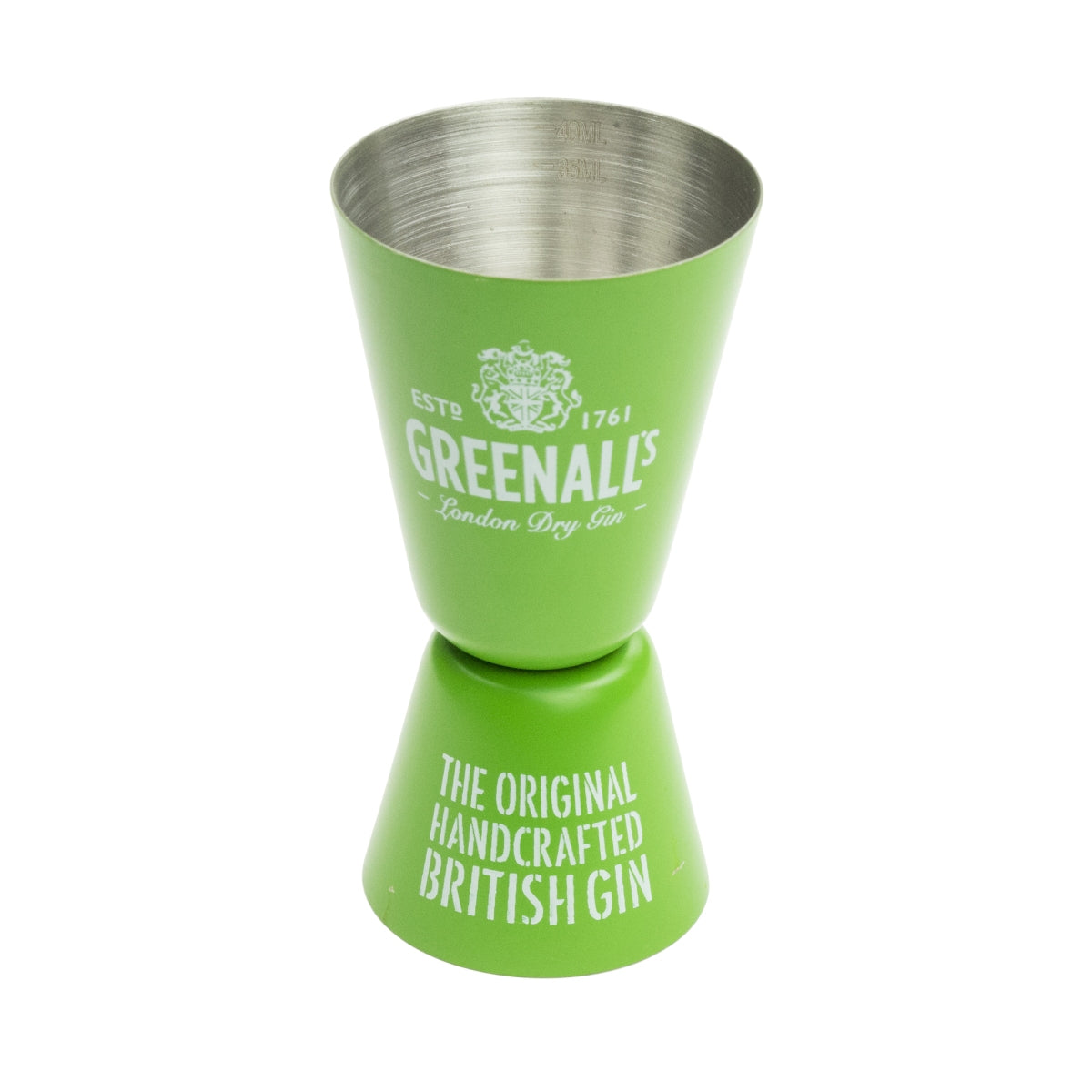 1x Greenalls Gin Misurino Jigger verde 2/4 cl