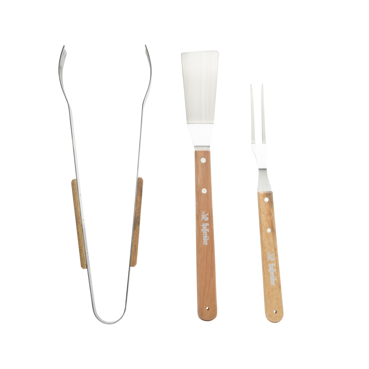 1x set di posate per barbecue Hasseröder Birra Utensili per barbecue/posate Manico in legno Forchetta Pinza Paletta – Vista 2