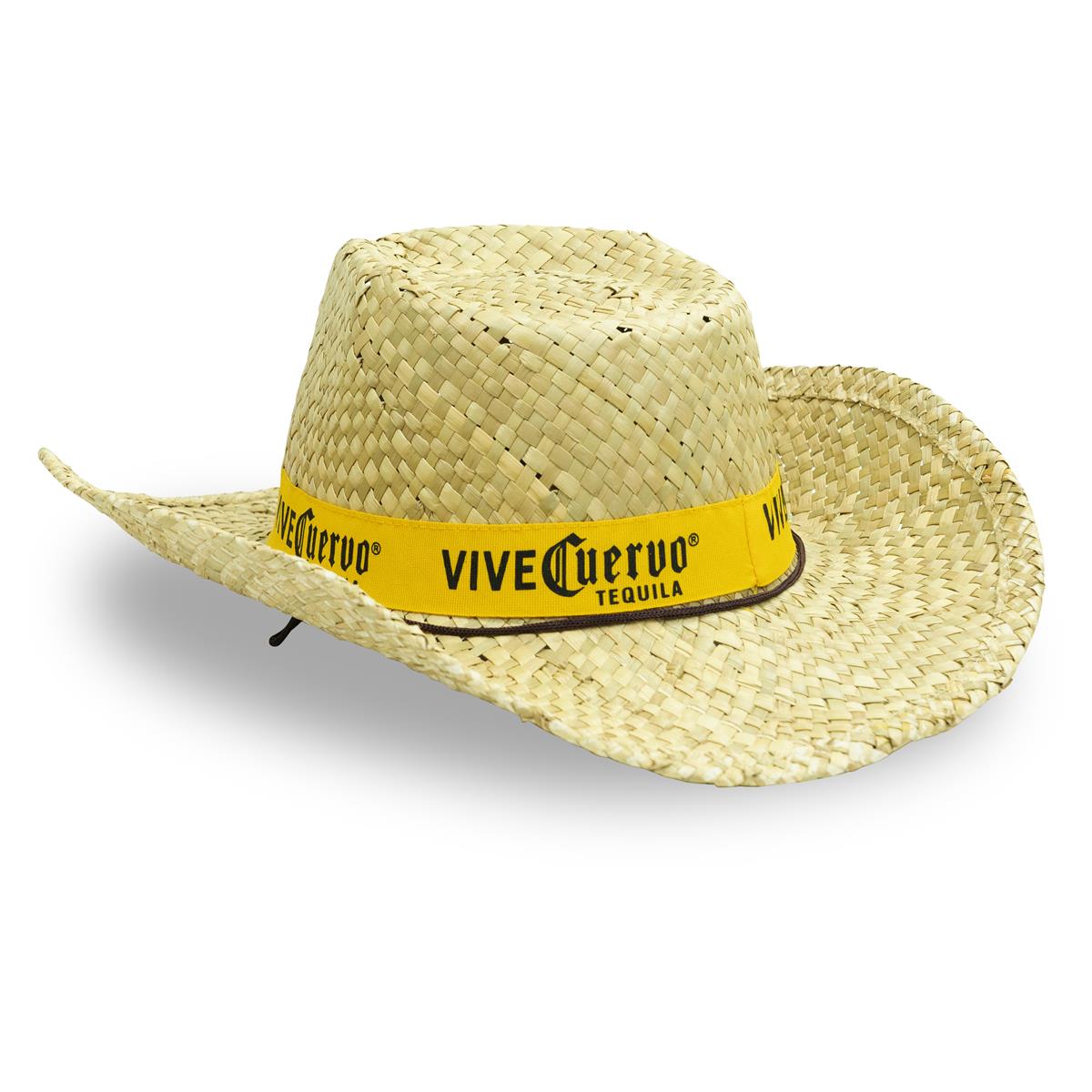 1x Jose Cuervo Tequila Cappello di paglia naturale con nastro giallo e cordino