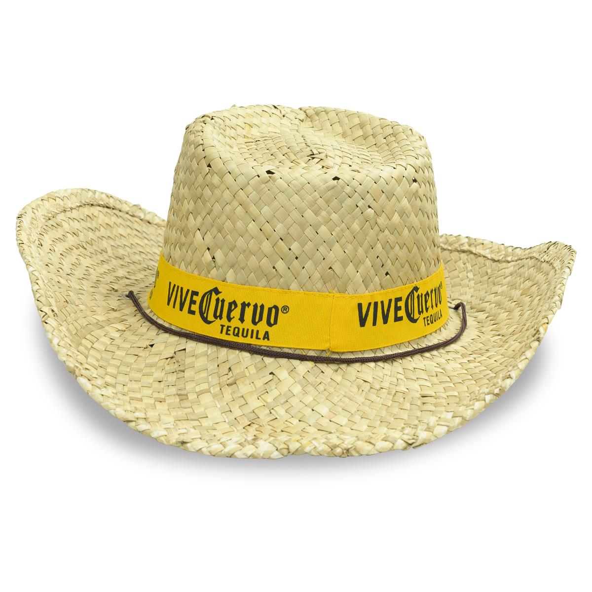 1x Jose Cuervo Tequila Cappello di paglia naturale con nastro giallo e cordino – Vista 3