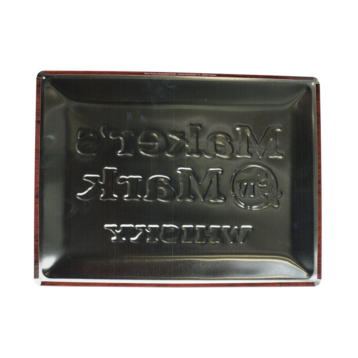 1x targhetta in metallo con logo Makers Mark Whiskey, rosso, effetto legno – Vista 2