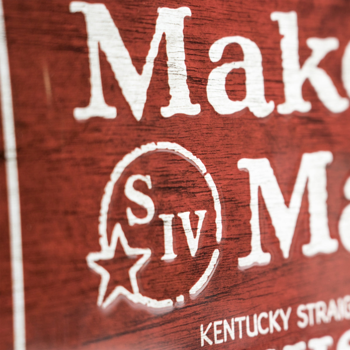 1x targhetta in metallo con logo Makers Mark Whiskey, rosso, effetto legno – Vista 3