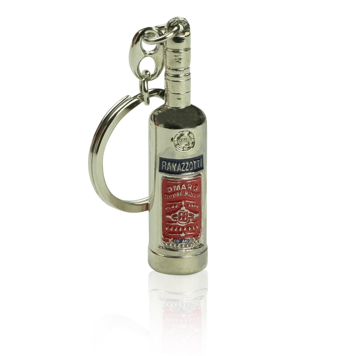 1x portachiavi Ramazzotti in metallo con mini bottiglia di liquore