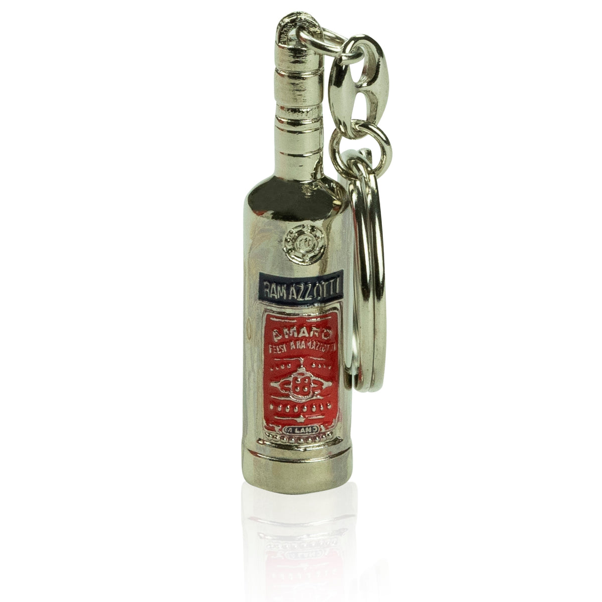 1x portachiavi Ramazzotti in metallo con mini bottiglia di liquore – Vista 2