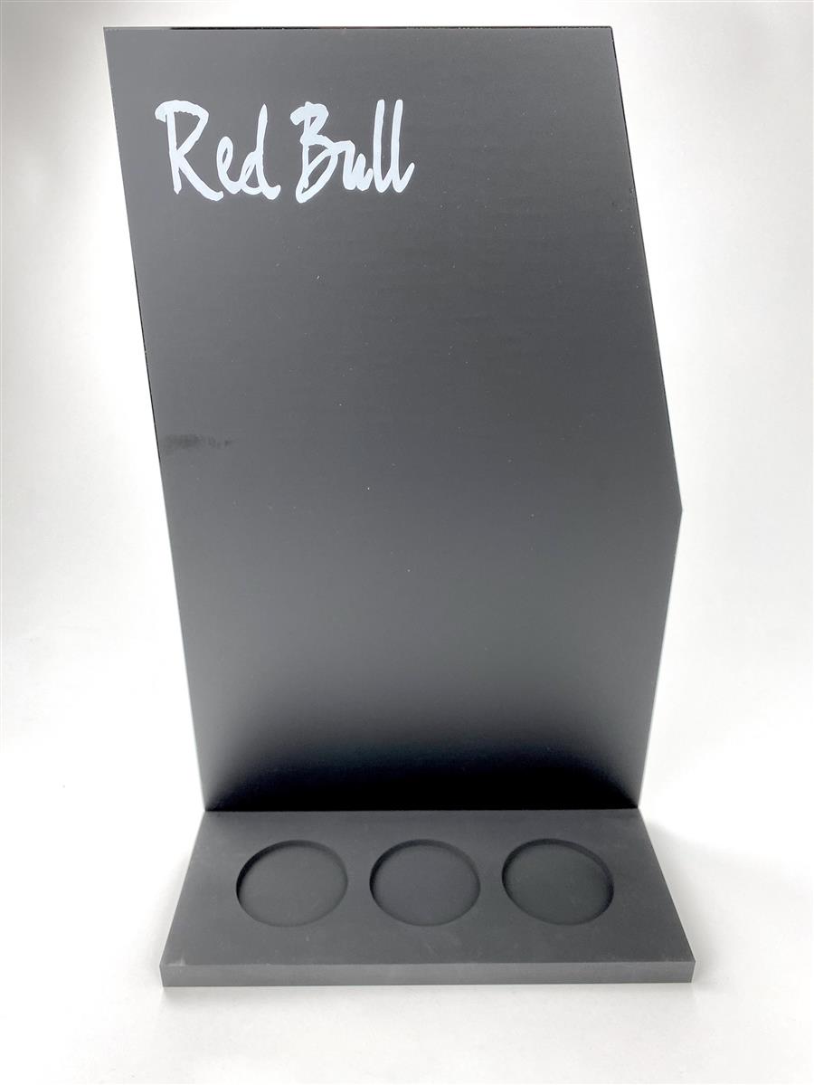 1x Lavagna Red Bull Energy 36x23 cm nera con supporto per lattine