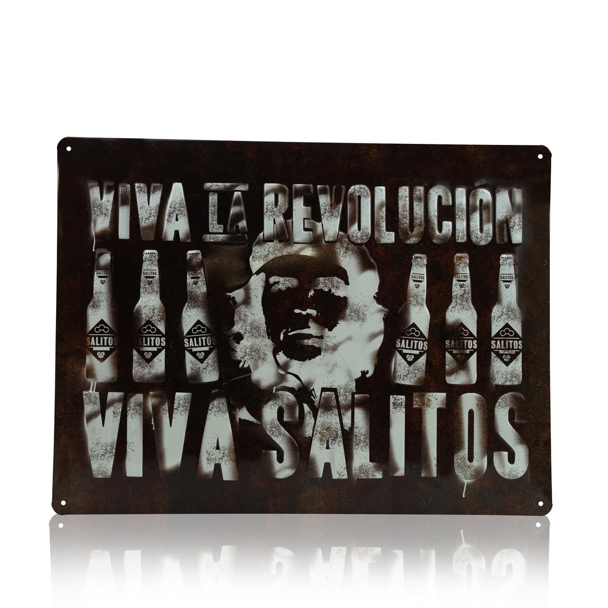 1x targhetta in metallo Salitos Birra Viva La Revolution marrone  40 x 30