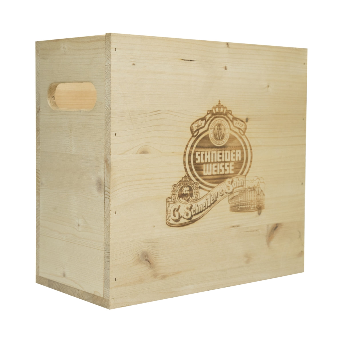 1x Schneider Weisse Birra in cassa di legno con logo impresso