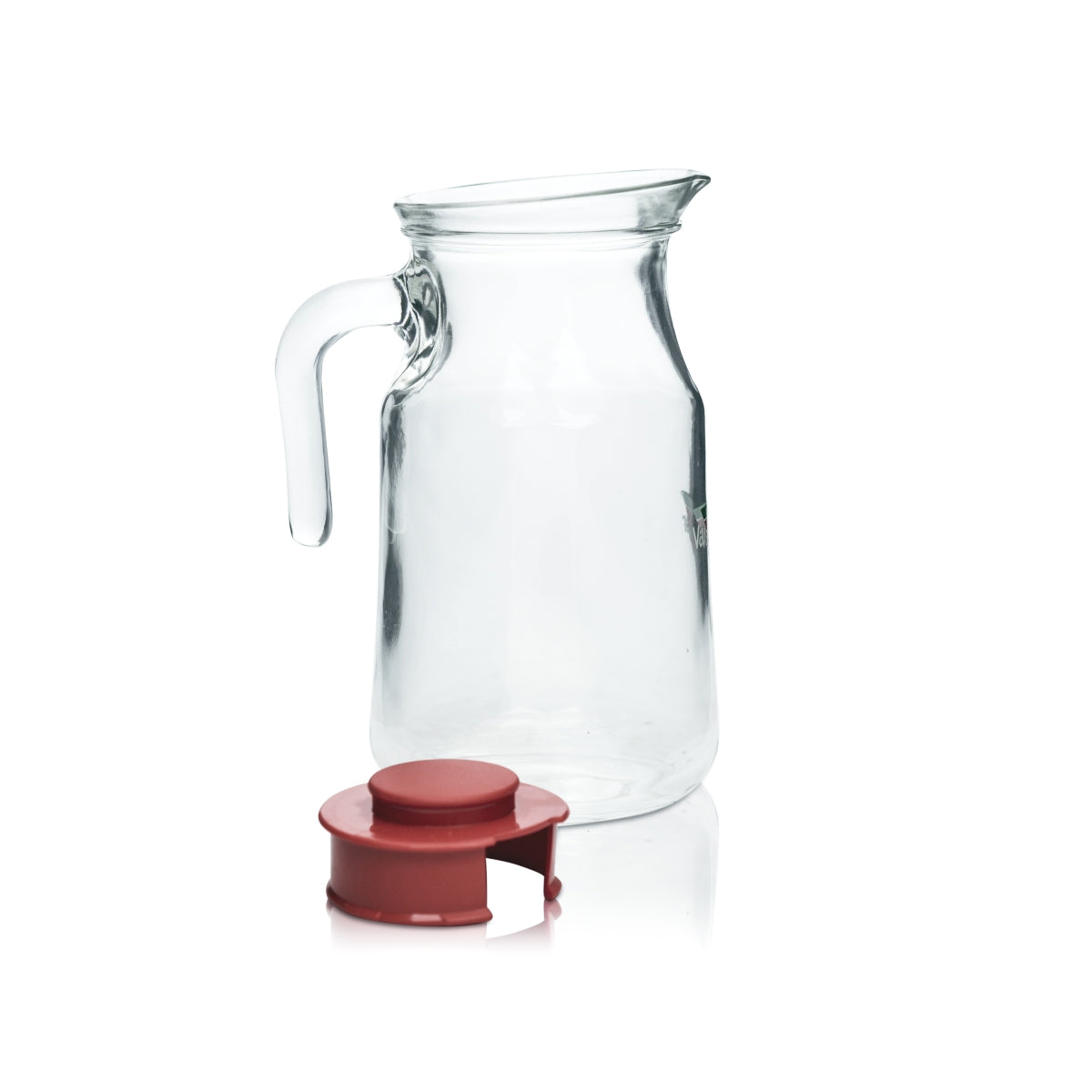 1x Caraffa per succhi Vaihinger 1L rossa con coperchio, beccuccio, brocca, bicchieri da bar – Vista 3