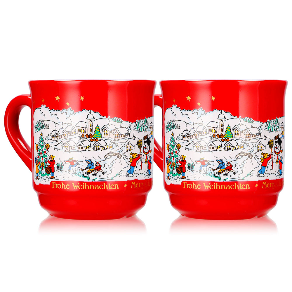 2 tazze da vin brulé Mohaba, modello 8000, "Buon Natale", invernali, rosso fuoco, 0,2 l, graduate, impilabili