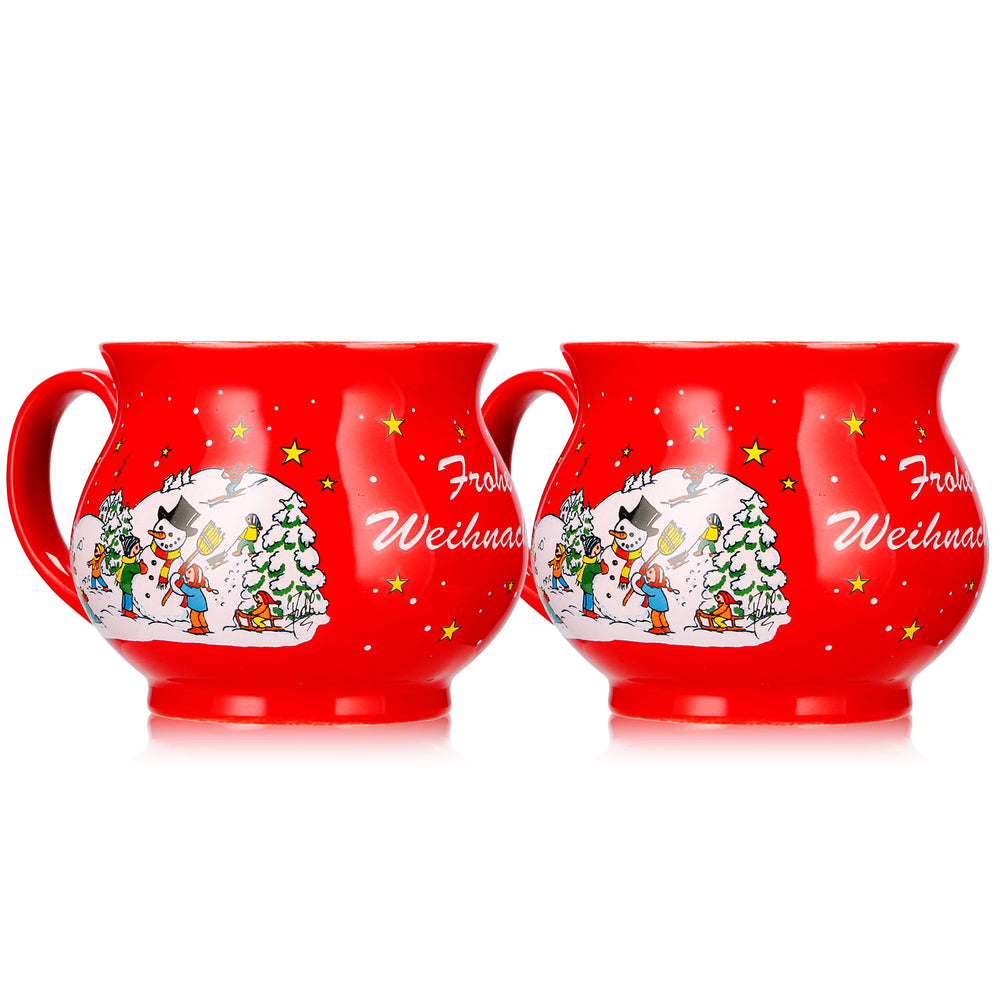 2 tazze da vin brulé Mohaba a forma di palla "Buon Natale" invernali rosso fuoco, 0,2 l, graduate