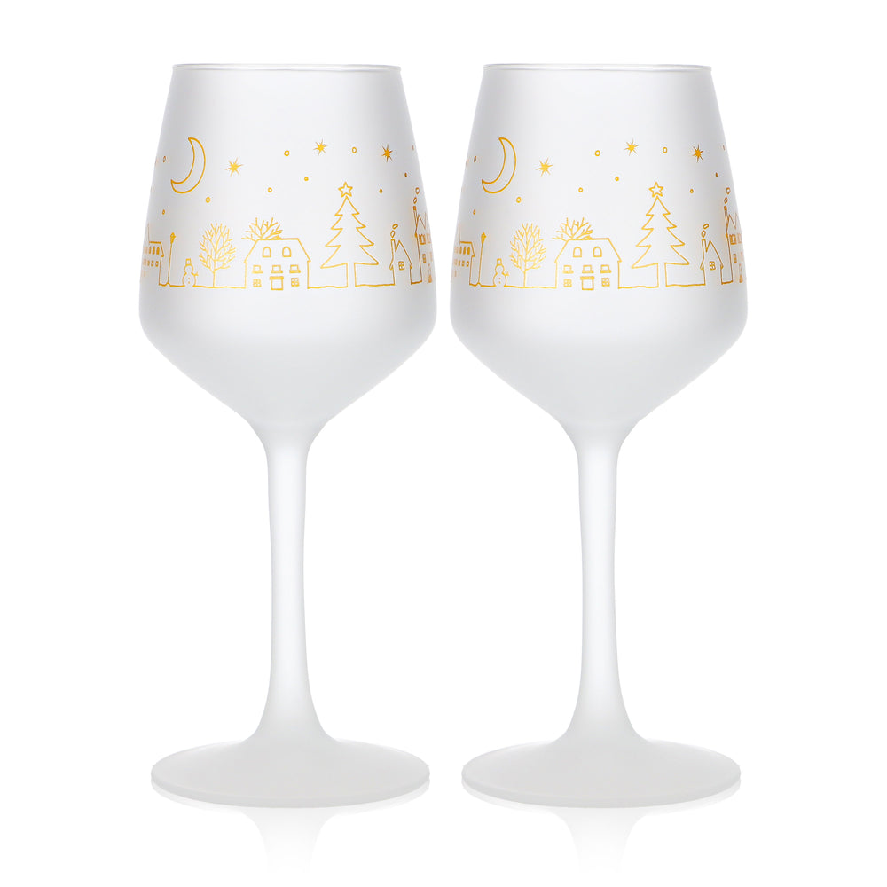 2 tazze da vin brulé Mohaba Lineal 31 in vetro satinato, forma a tulipano, 0,2 l, graduate