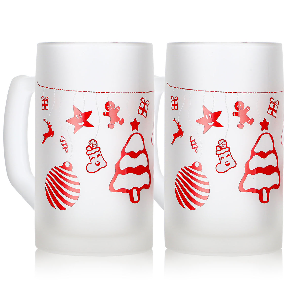 2 tazze da vin brulé Mohaba Ludwigsseidel in vetro satinato con motivo albero di Natale, 0,2 l, graduate