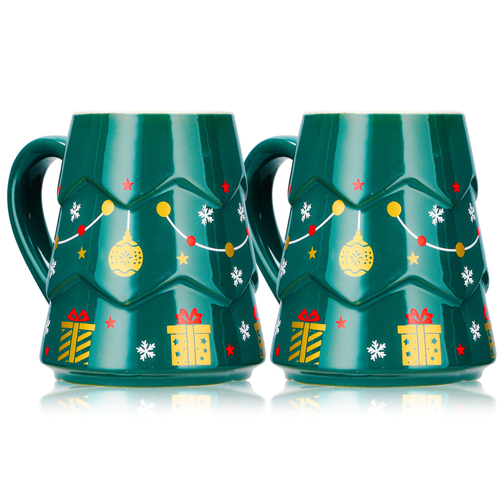 2 tazze per vin brulé Mohaba con motivo albero di Natale, verde scuro / Chamonix, 0,2 l, con indicazione di capacità