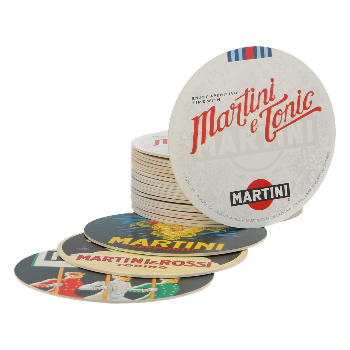 Set di 23 sottobicchieri Martini con 3 motivi vintage e Tonic