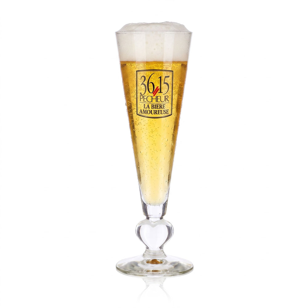 3615 Bicchiere da birra Pecheur da 12,5 cl, a forma di cuore con stelo, La Bière Amoureuse
