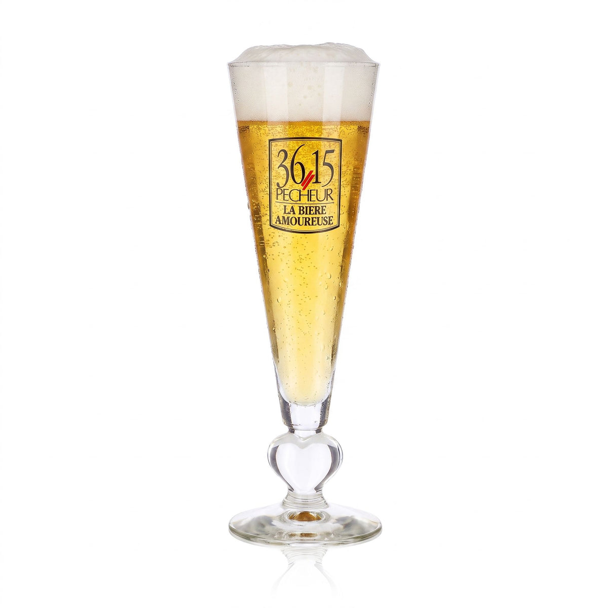 3615 Bicchiere da birra Pecheur da 12,5 cl, a forma di cuore con stelo, La Bière Amoureuse