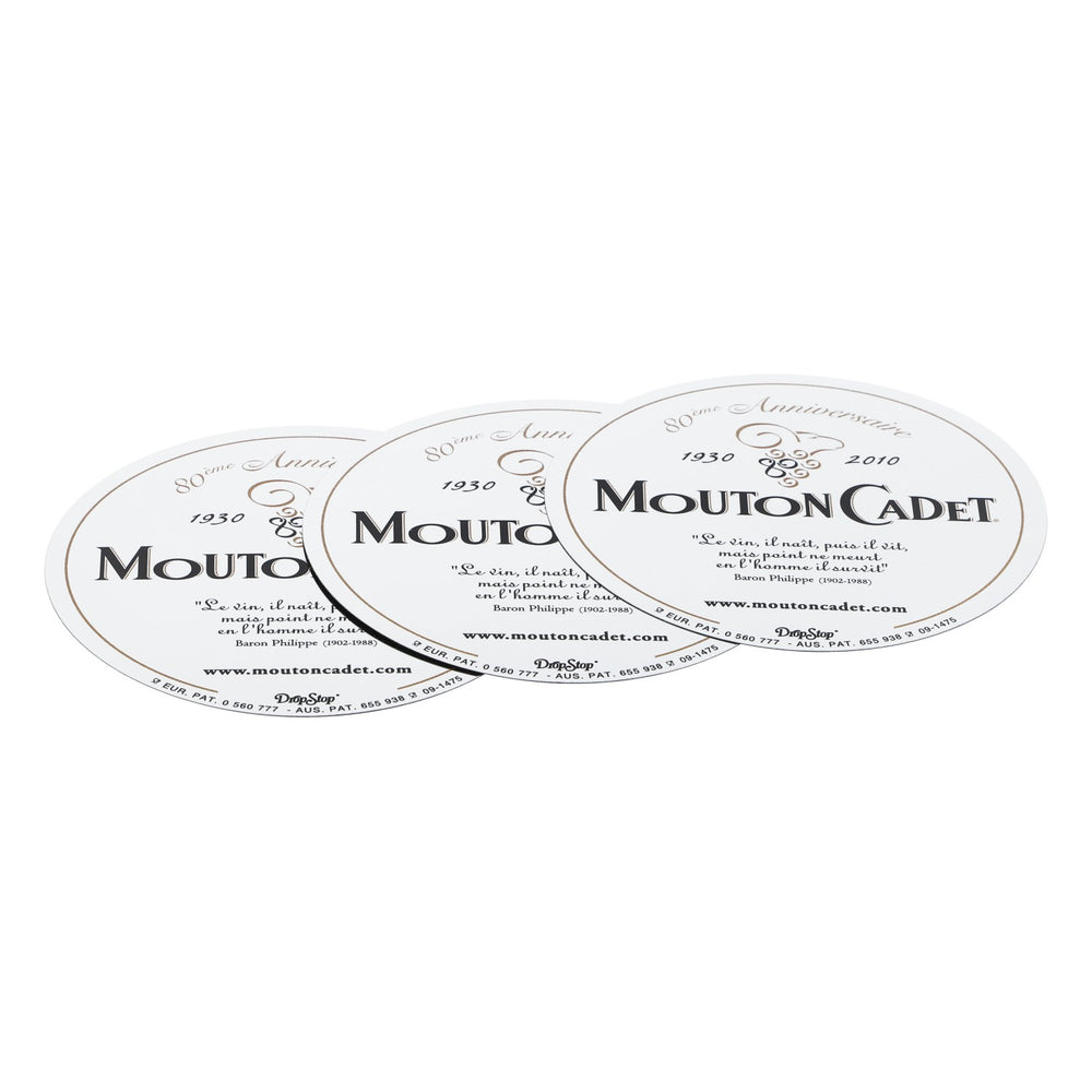 Set di 3 sottobicchieri per vino Mouton Cadet, set da 3 pezzi, colore argento