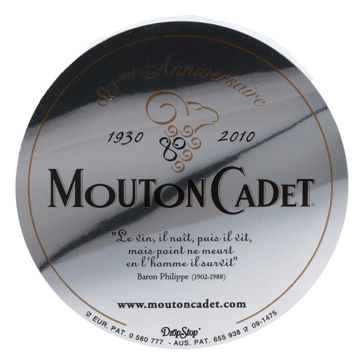 Set di 3 sottobicchieri per vino Mouton Cadet, set da 3 pezzi, colore argento – Vista 2