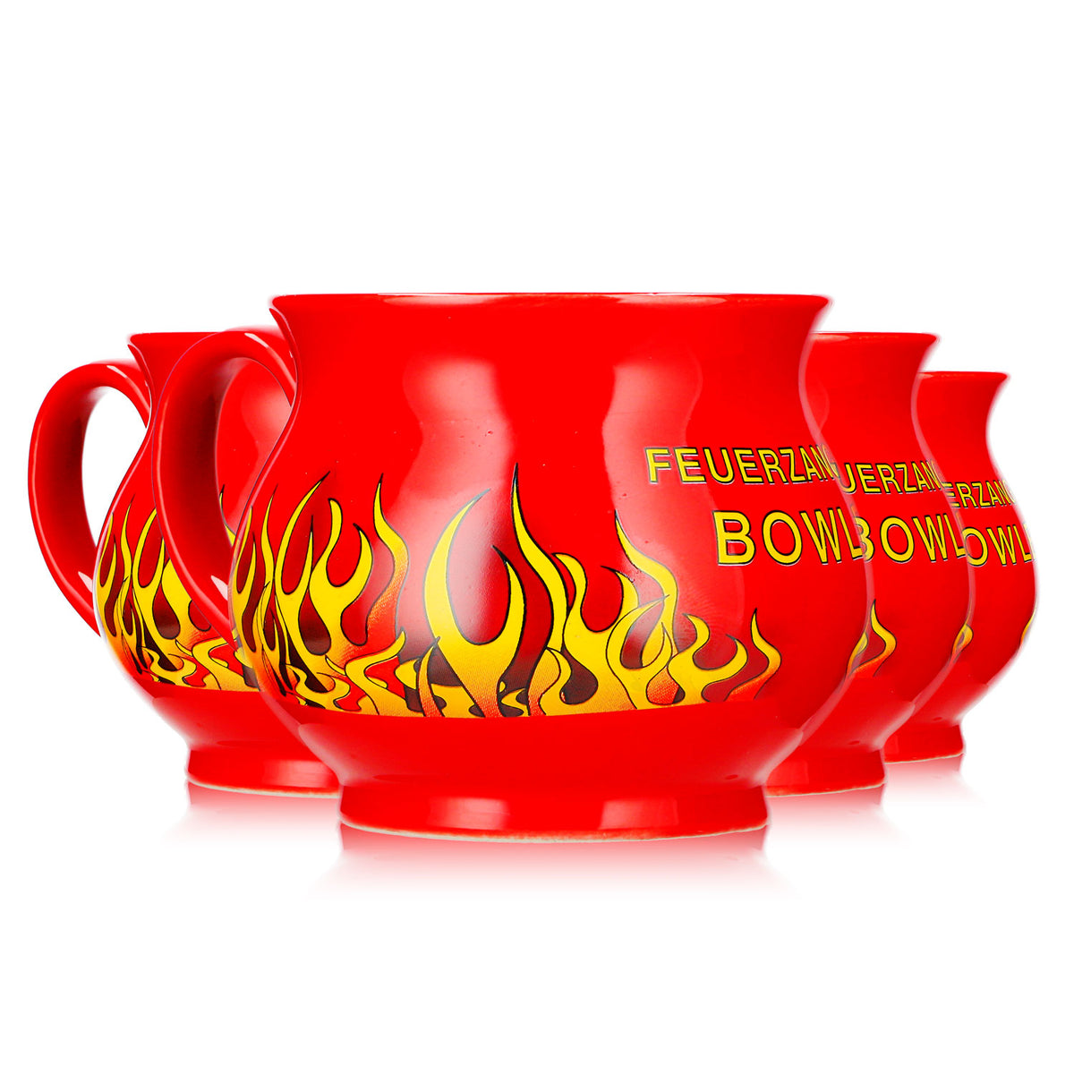 4 tazze da vin brulé Mohaba, a forma di sfera, "Feuerzangenbowle", rosso fuoco, 0,2 l, graduate