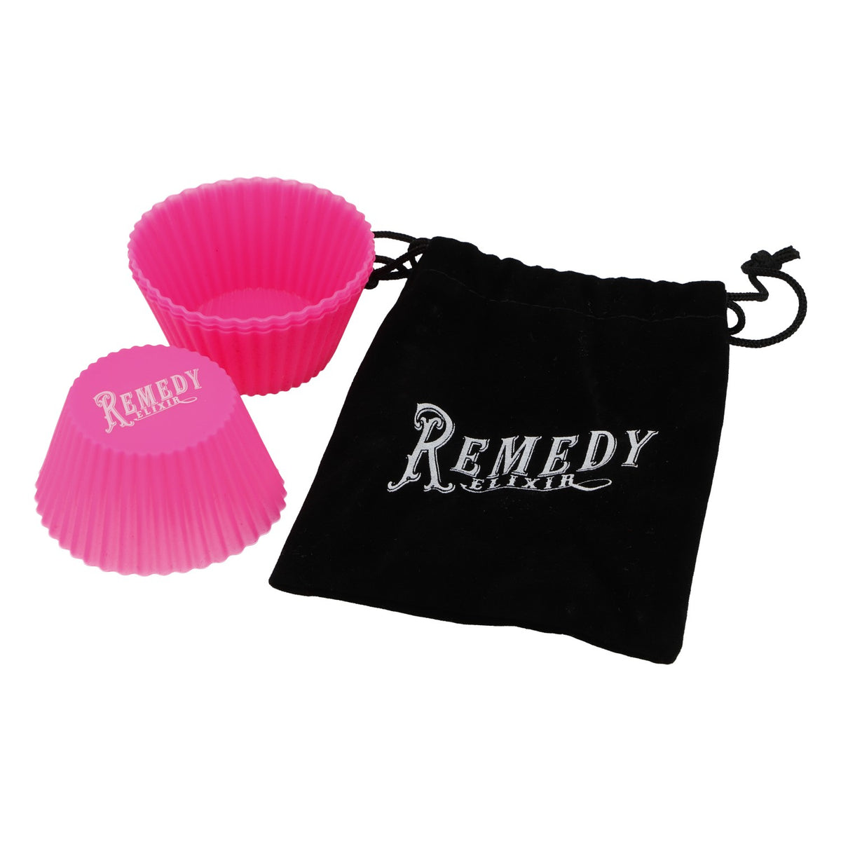 4 Stampo per muffin in silicone Remedy Rum, rosa, con sacchetto per cottura Elixir