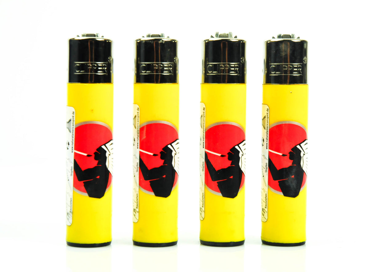 4x American Spirit accendino tabacco Lighter Classic Large giallo riutilizzabile Clipper