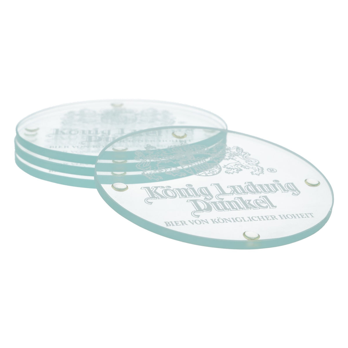 4x Sottobicchieri König Ludwig Sottobicchieri in vetro con logo inciso elegante