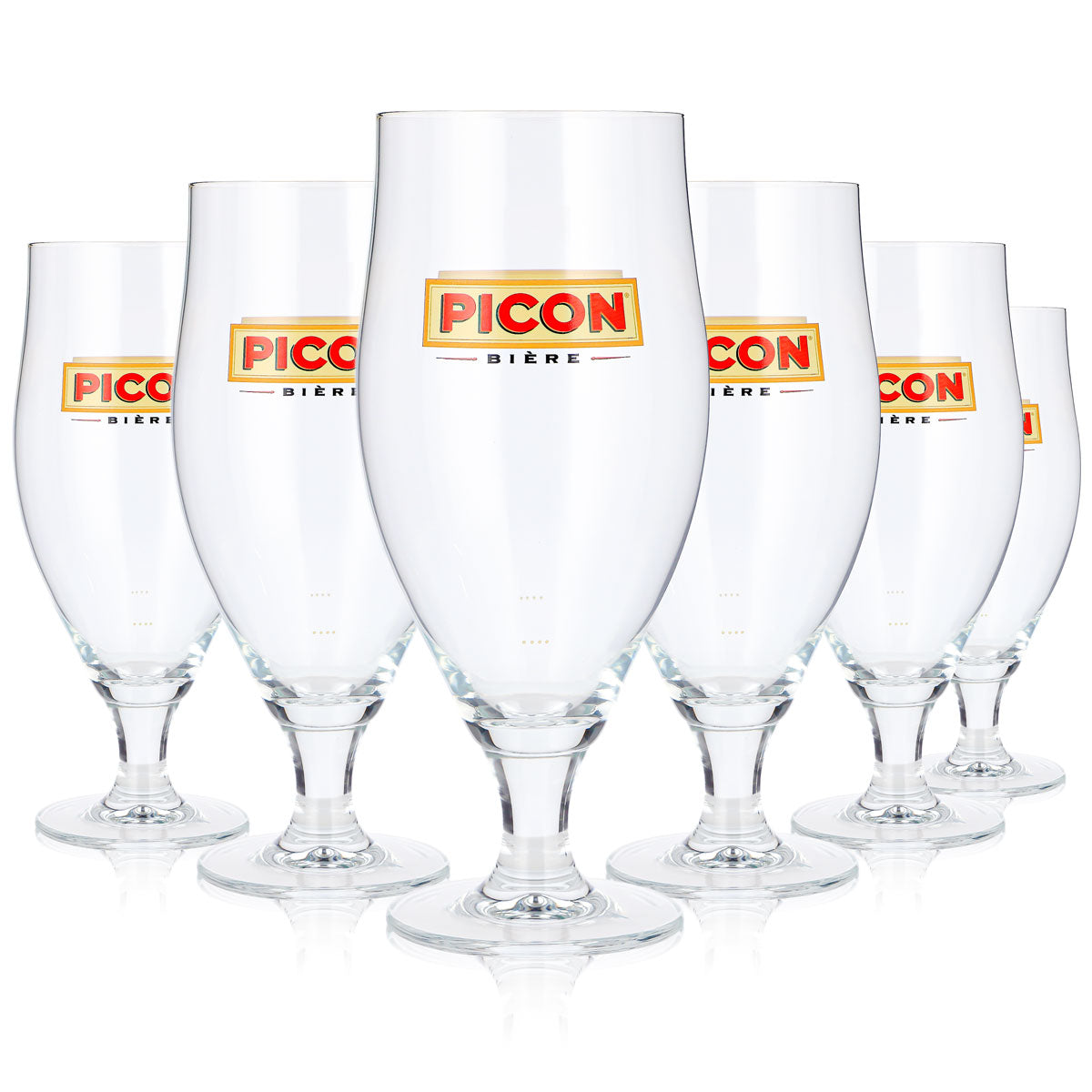 4 bicchieri da birra Picon da 0,63 l, modello a coppa, con logo giallo (set da 4)