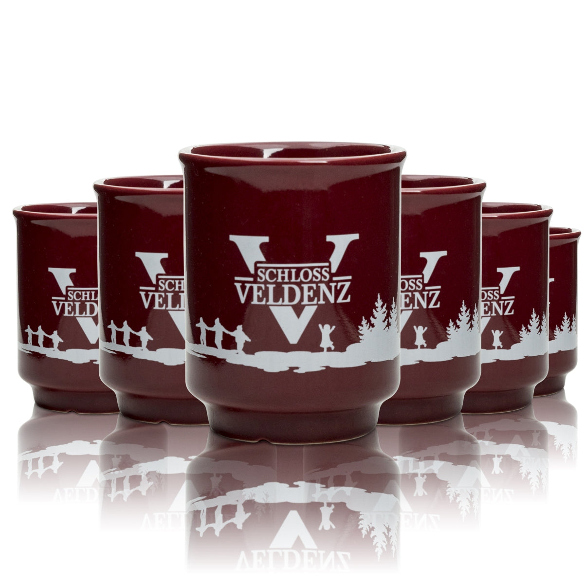 4x tazza con tappo Veldenz 0,2 l per vin brulé, mercatini di Natale, rosso, punch