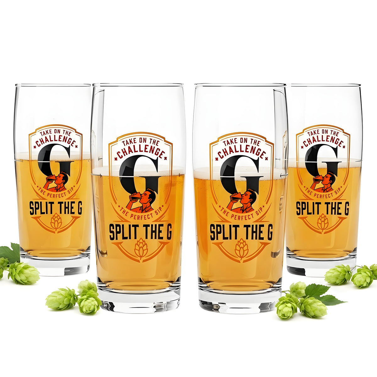 4 bicchieri da birra Sipply SPLIT THE G Take on the Challenge da 0,5 l