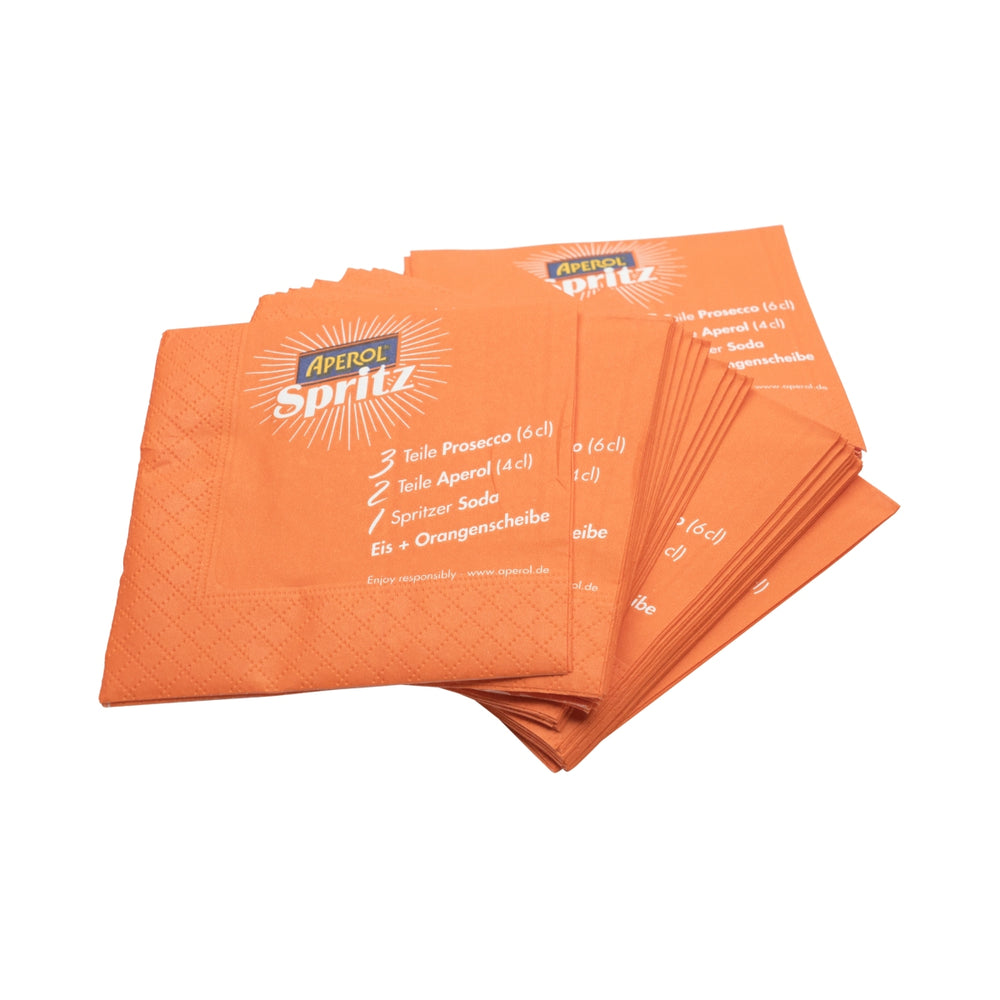 50 tovaglioli da aperitivo Aperol arancioni Spritz 12x12 cm