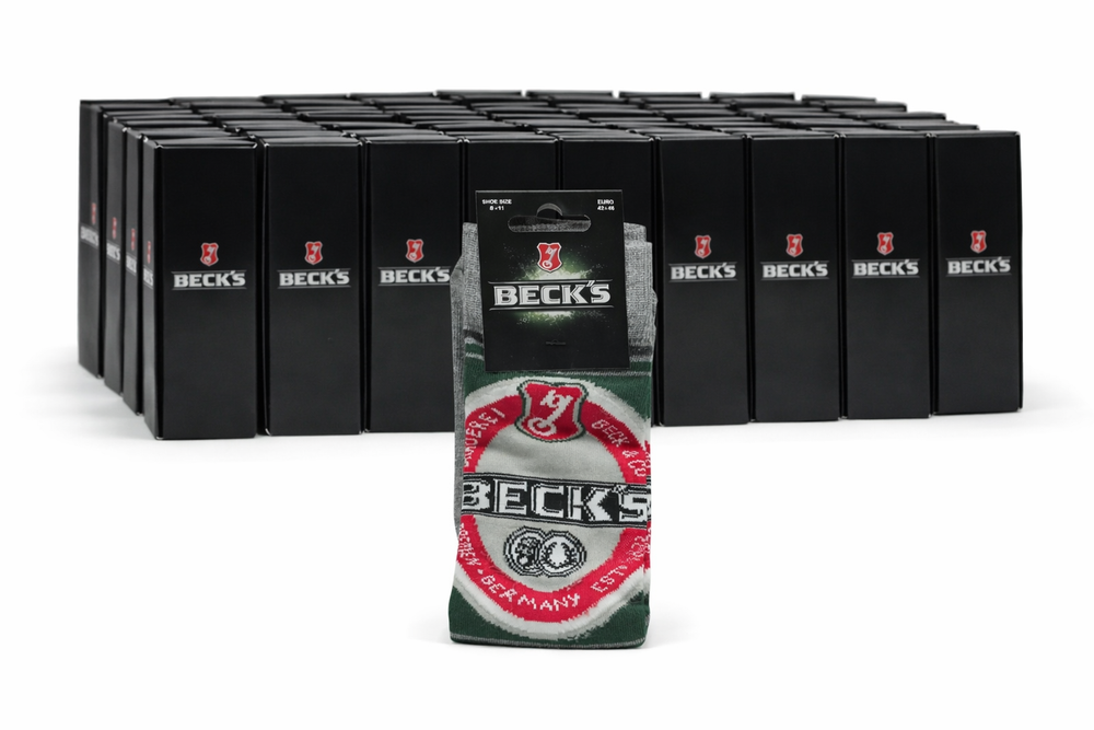 50 paia di calzini Becks Taglia 42-46 Unisex Calzini retrò Party Tempo libero Crew Birra