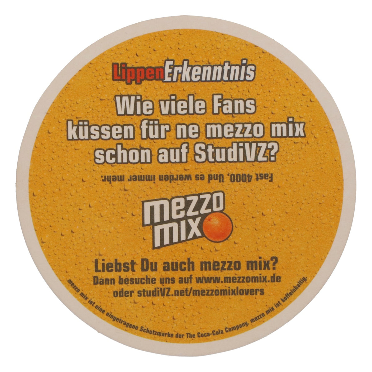 50x  Mezzo Mix Softdrink Sottobicchieri Sottobicchieri Cola bacia Arancia – Vista 4