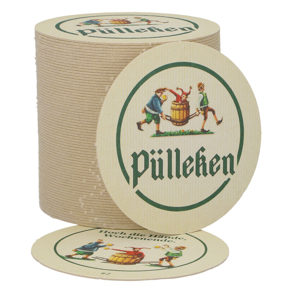 50 sottobicchieri Pülleken “Alzate le mani, è weekend!”
