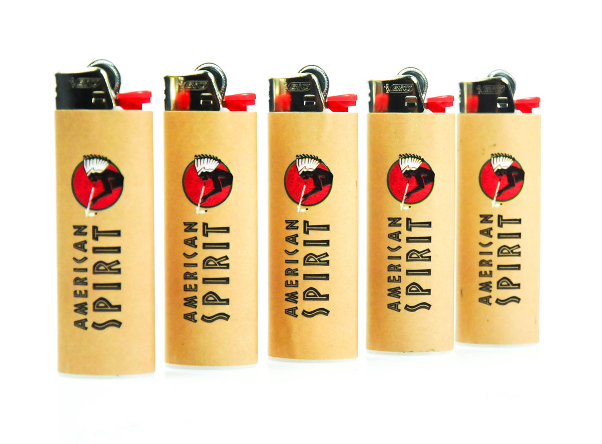 5x accendino American Spirit Tabacco Lighter Reibrand Beige BIC Maxi – Vista 2