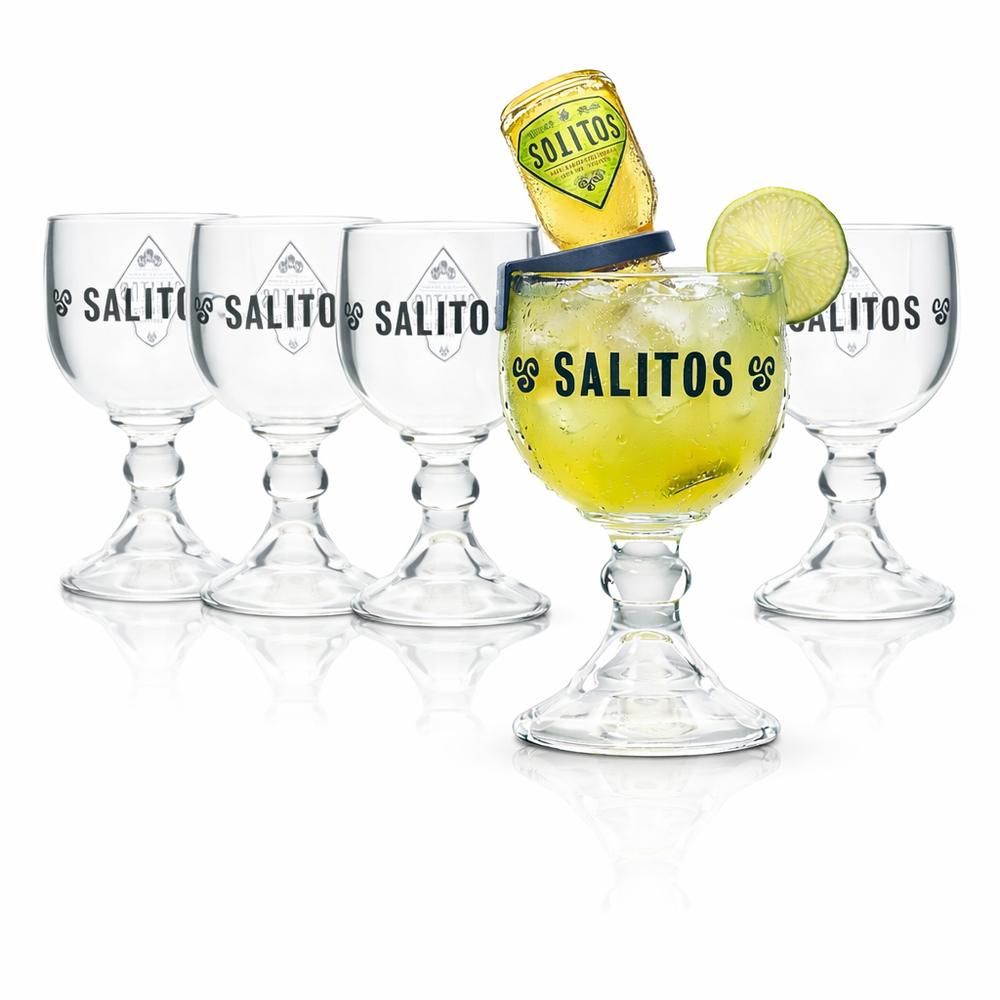 5x Salitos Salrita Bicchiere 0,6 l - Cocktail Longdrink Aperitivo - incl. Clip in vetro vero
